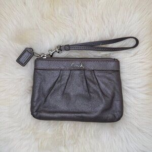Coach Ashley Wristlet in Metallic Pewter Leather with Hangtag